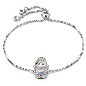 Bracelet for Grandma Nana Silver Pave Cubic Zirconia Adjustable